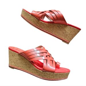 Donald J. Pliner Coral Wedge Flore Sandals Heels Size 9